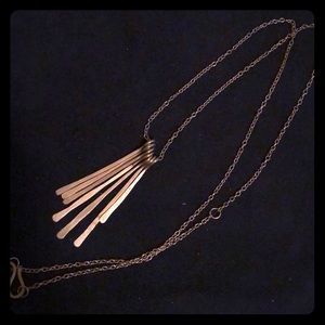 Hammered Brass Feather Necklace